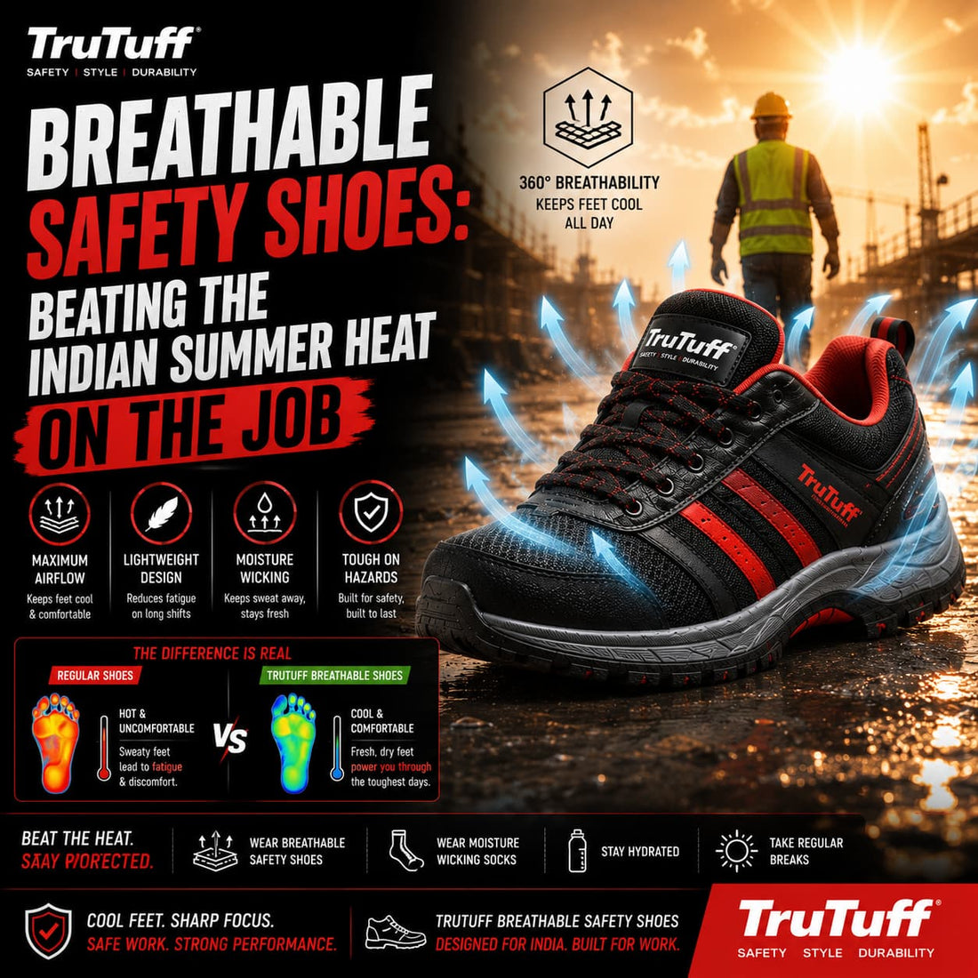 trutuff shoes breathable shoes to control sweta and odour