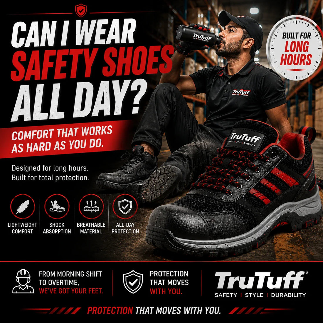 trutuff shoes can the safety shoes be worn all day 