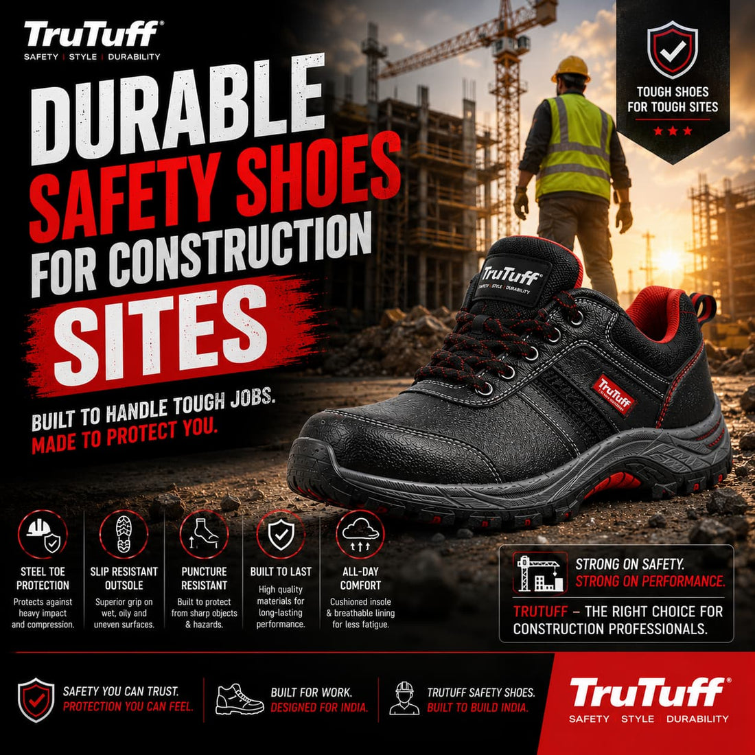 trutuff shoes durable safety shoes for construction sites