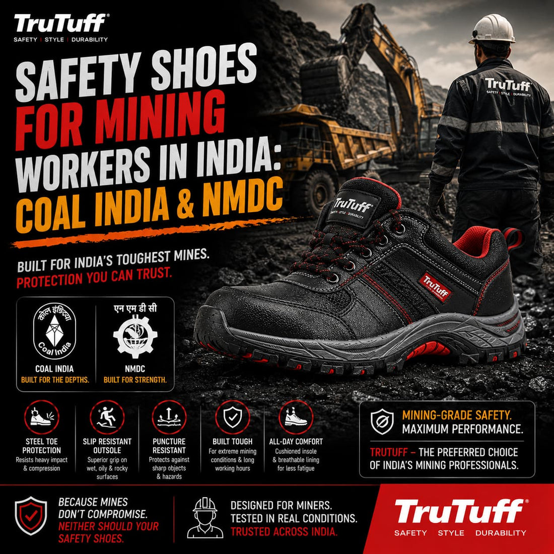Safety Shoes for Mining Workers in India: Coal India & NMDC | TruTuff