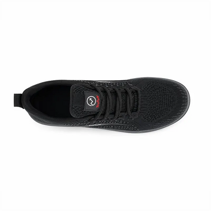 TruTuff Volt top view — knit mesh upper, lace-up, TruTuff logo badge, electrical hazard safety shoe